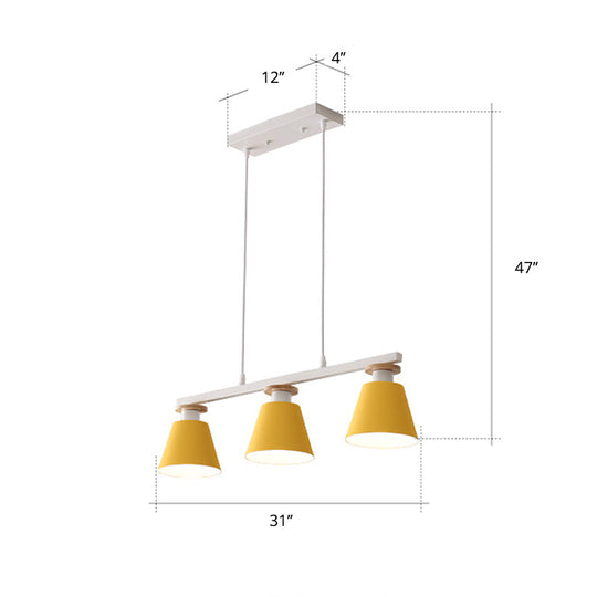 Metal 3-Light Island Pendant For Dining Room: Trifle Cup Design With Macaron Colors