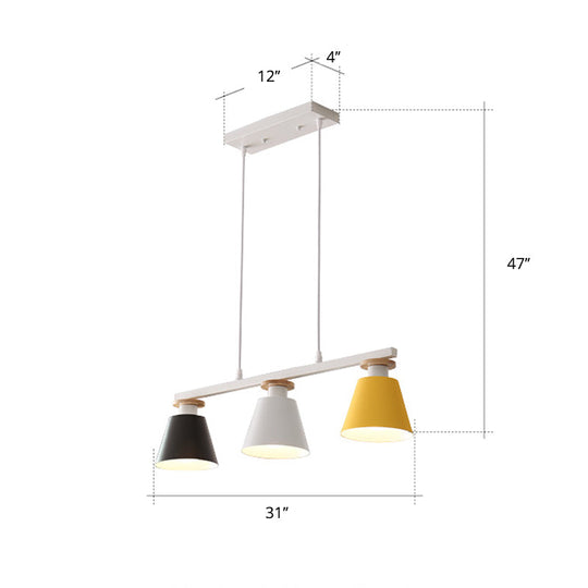 Metal 3-Light Island Pendant For Dining Room: Trifle Cup Design With Macaron Colors