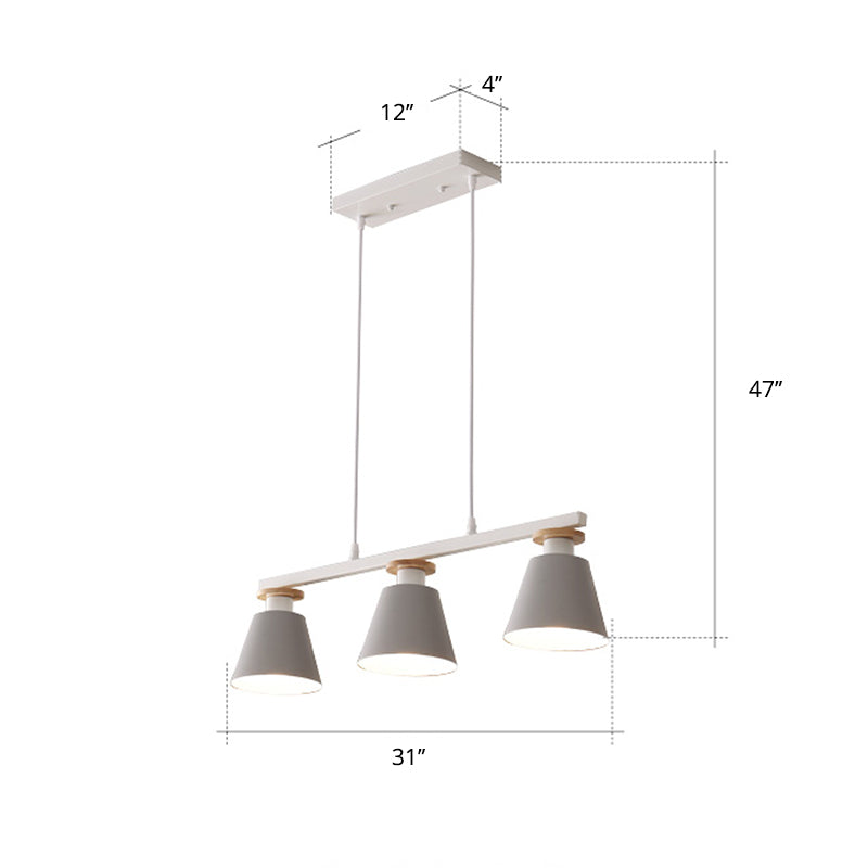 Metal 3-Light Island Pendant For Dining Room: Trifle Cup Design With Macaron Colors