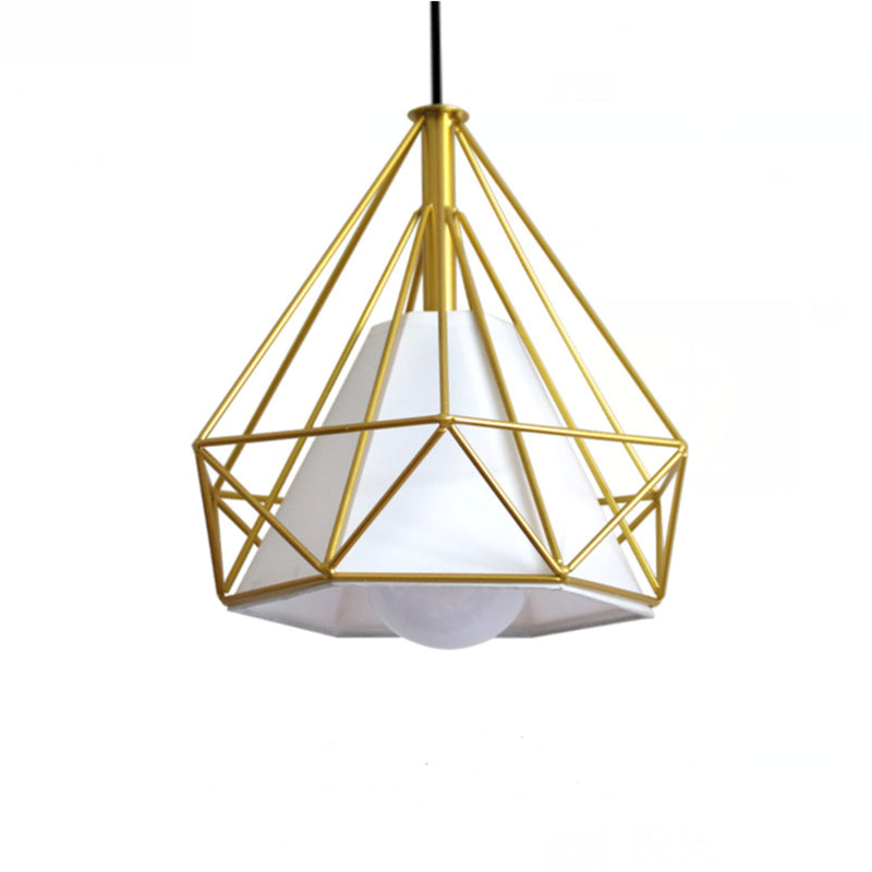 Gold Wire Cage Pendant Light - Nordic Style Ceiling Lamp for Dining Room