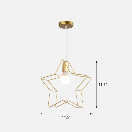 Gold Wire Cage Pendant Light - Nordic Style Ceiling Lamp for Dining Room