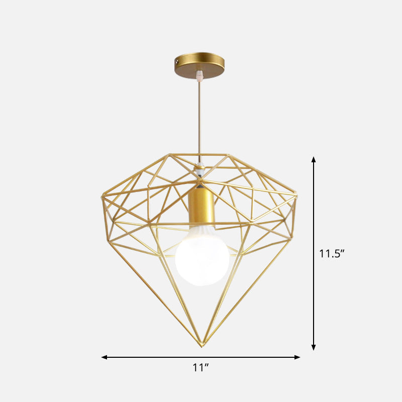 Gold Wire Cage Pendant Light - Nordic Style Ceiling Lamp for Dining Room