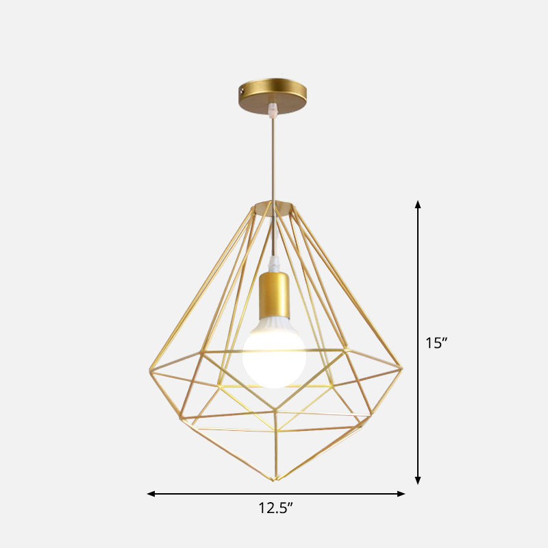 Gold Wire Cage Pendant Light - Nordic Style Ceiling Lamp for Dining Room