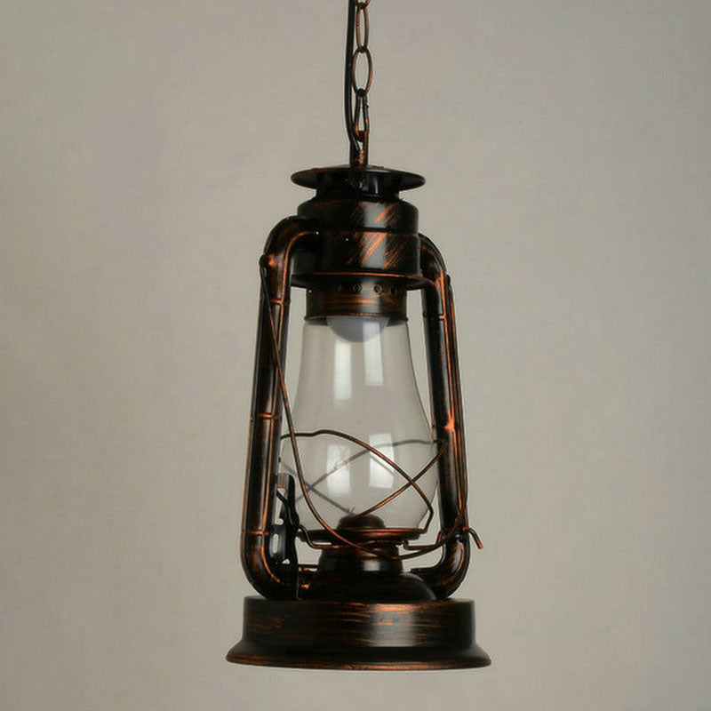 Nautical Kerosene Lantern Pendant Light - Clear Glass Hanging Lamp for Corridor