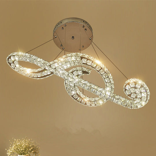 Minimalist Led Musical Note Pendant Light: Crystal Chandelier Lamp For Clothing Store Clear / 25