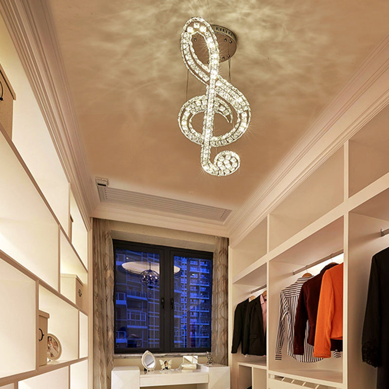 Musical Note Pendant LED Chandelier - Sparkling Crystal Design for Fashion Stores