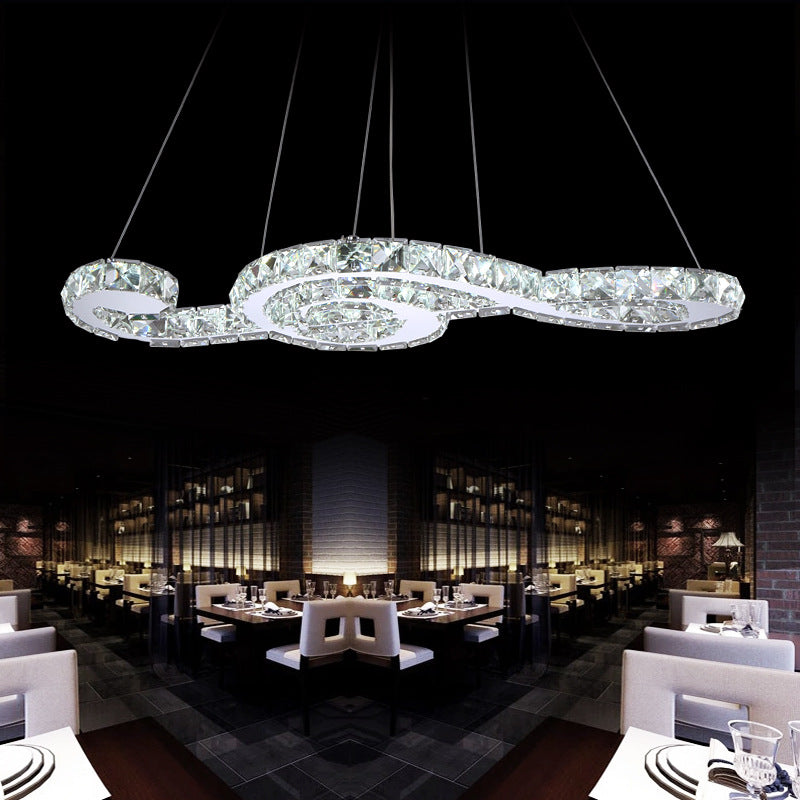 Minimalist Led Musical Note Pendant Light: Crystal Chandelier Lamp For Clothing Store