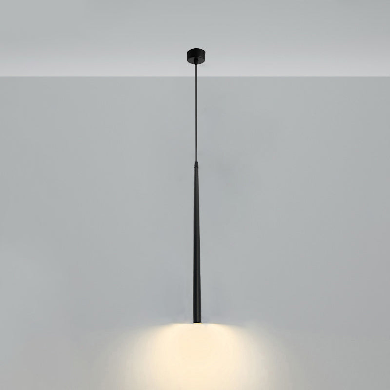 Black Metal Bedside Pendant Light: Simplicity Tube Led Suspension Lamp / High Waist