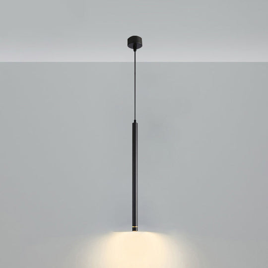 Black Metal Bedside Pendant Light: Simplicity Tube Led Suspension Lamp /