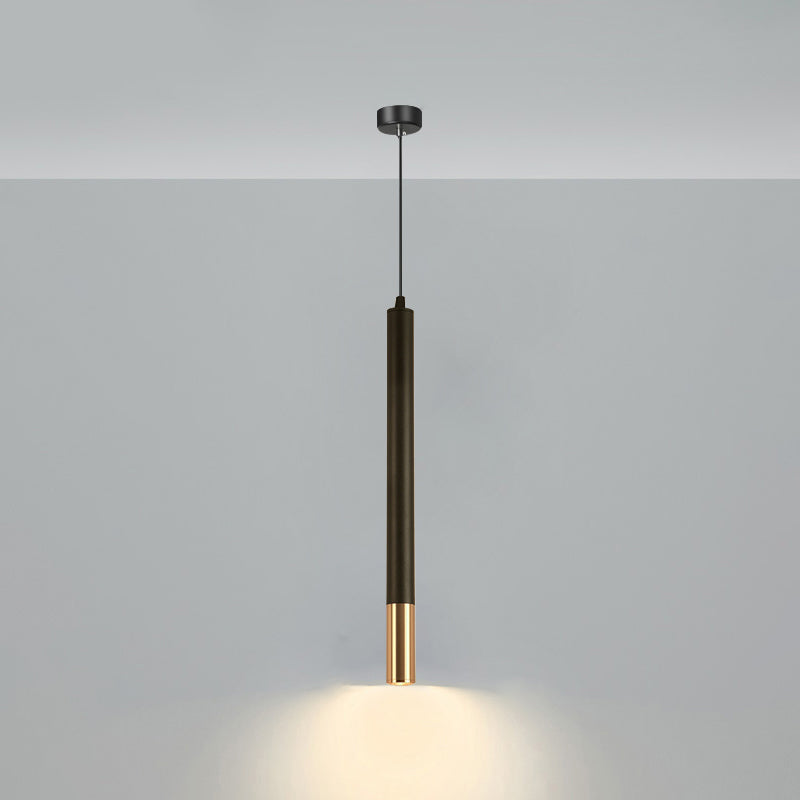 Black Metal Bedside Pendant Light: Simplicity Tube Led Suspension Lamp / Long Cone