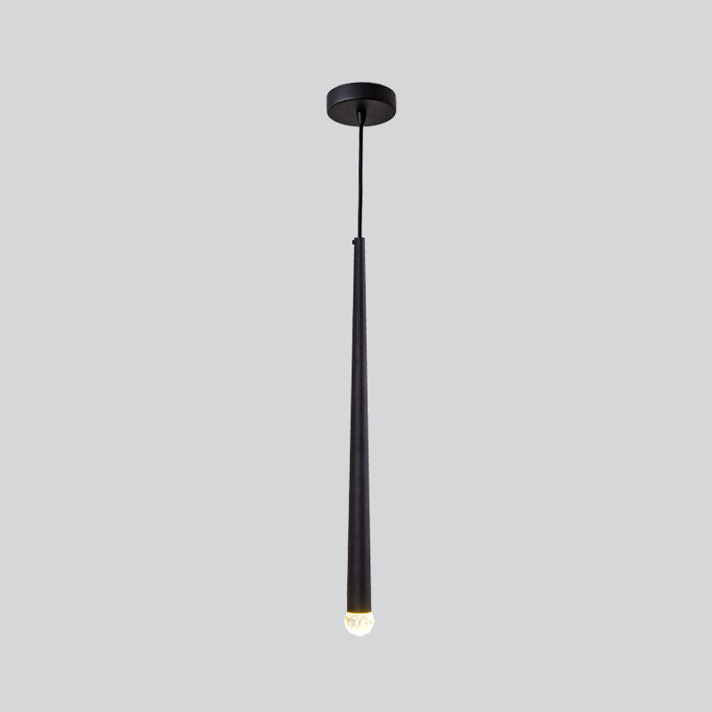 Black Metal Bedside Pendant Light: Simplicity Tube Led Suspension Lamp / Crystal Bead