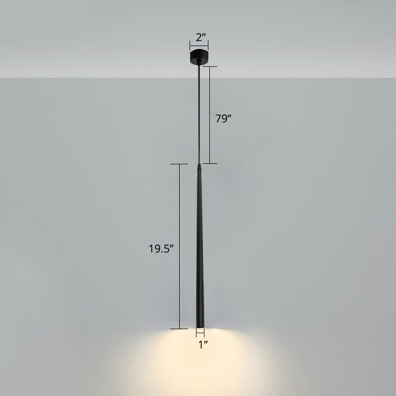 Black Metal Bedside Pendant Light: Simplicity Tube Led Suspension Lamp