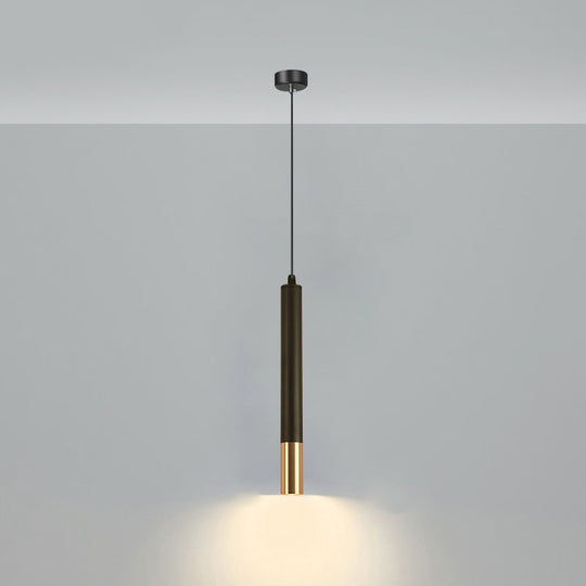 Minimalistic Tube design LED Hanging Lamp for Bedside Suspension Pendant Light in Black