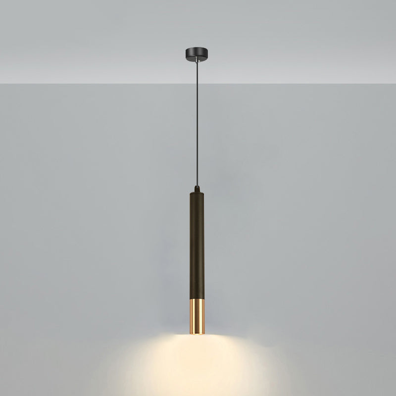 Black Metal Bedside Pendant Light: Simplicity Tube Led Suspension Lamp / Geometric