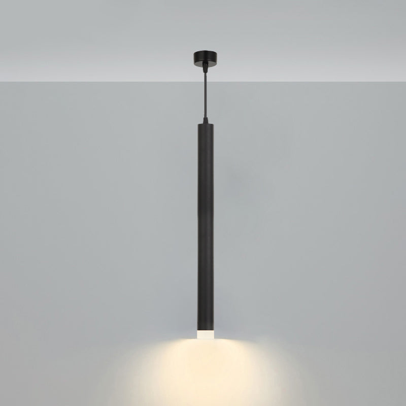 Black Metal Bedside Pendant Light: Simplicity Tube Led Suspension Lamp / Column