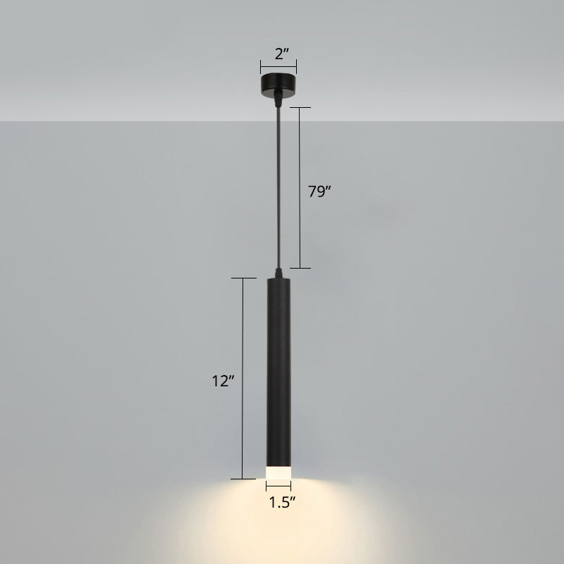 Black Metal Bedside Pendant Light: Simplicity Tube Led Suspension Lamp