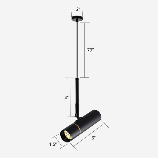 Black Metal Bedside Pendant Light: Simplicity Tube Led Suspension Lamp