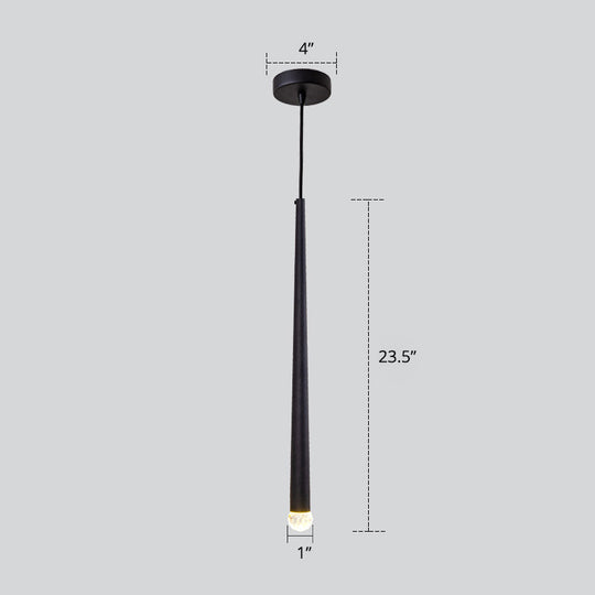 Black Metal Bedside Pendant Light: Simplicity Tube Led Suspension Lamp