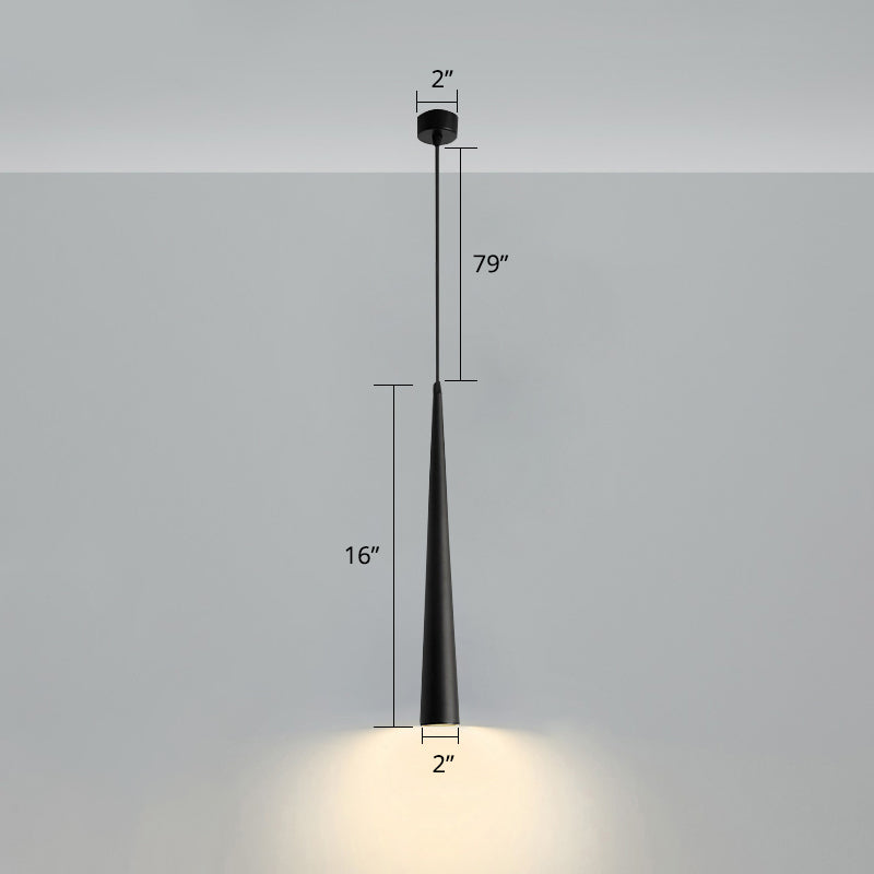 Black Metal Bedside Pendant Light: Simplicity Tube Led Suspension Lamp