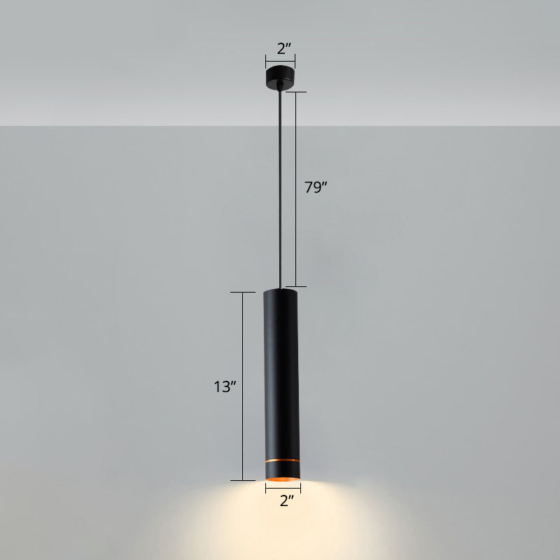 Minimalistic Tube Design Led Hanging Lamp For Bedside Suspension Pendant Light In Black Lighting