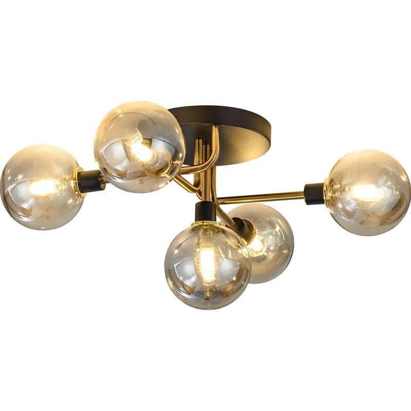 Semi-Flush Postmodern Ceiling Light With Glass Shade - Ideal For Dining Rooms And Foyers 5 Lights