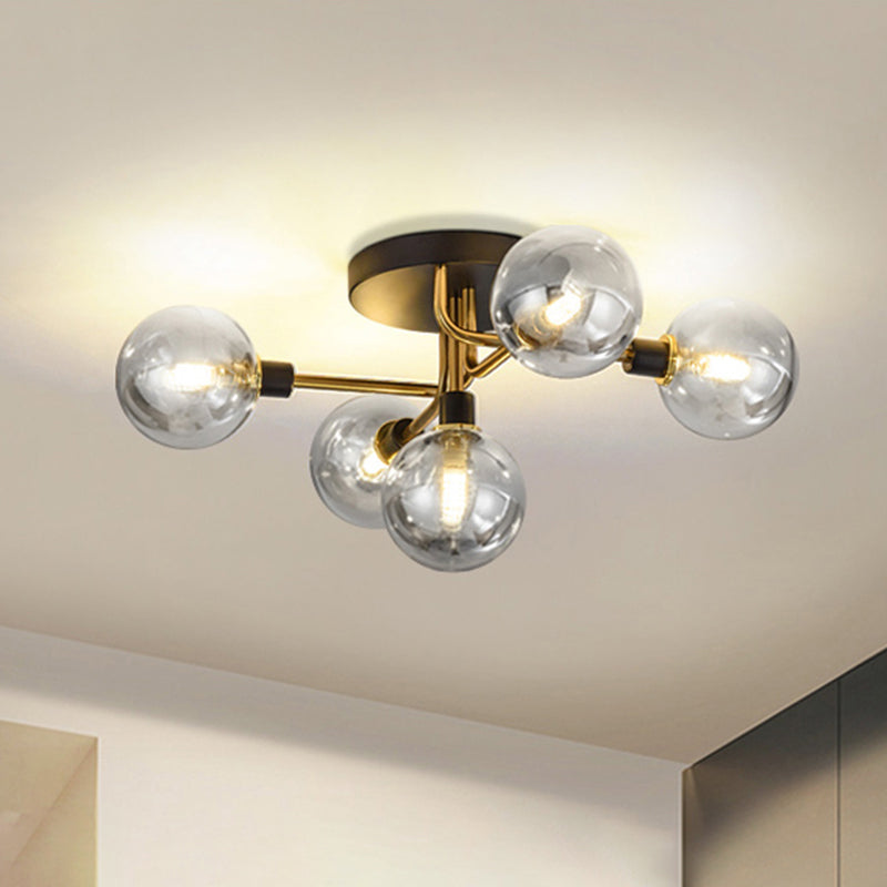 Semi-Flush Postmodern Ceiling Light With Glass Shade - Ideal For Dining Rooms And Foyers 5 Lights