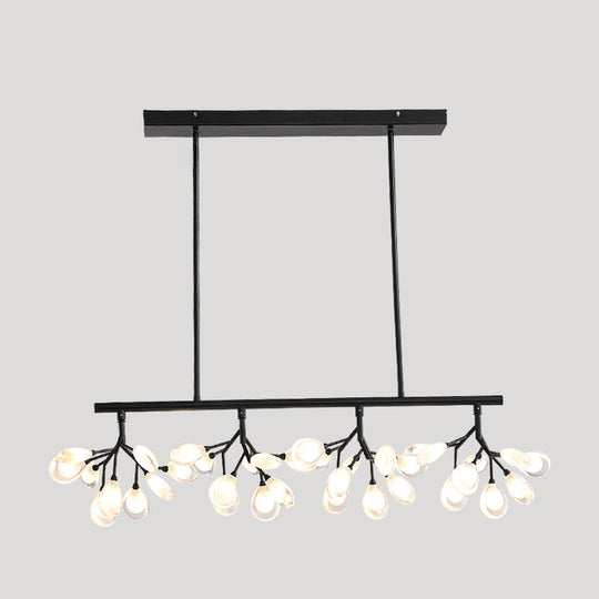 Acrylic Island Lighting Fixture: Simplicity Design With 36 Bulbs - Perfect For Dining Rooms! Black