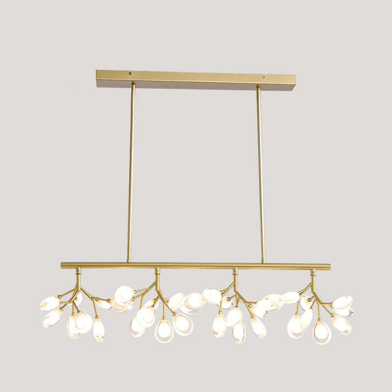 Acrylic Island Lighting Fixture: Simplicity Design With 36 Bulbs - Perfect For Dining Rooms! Gold