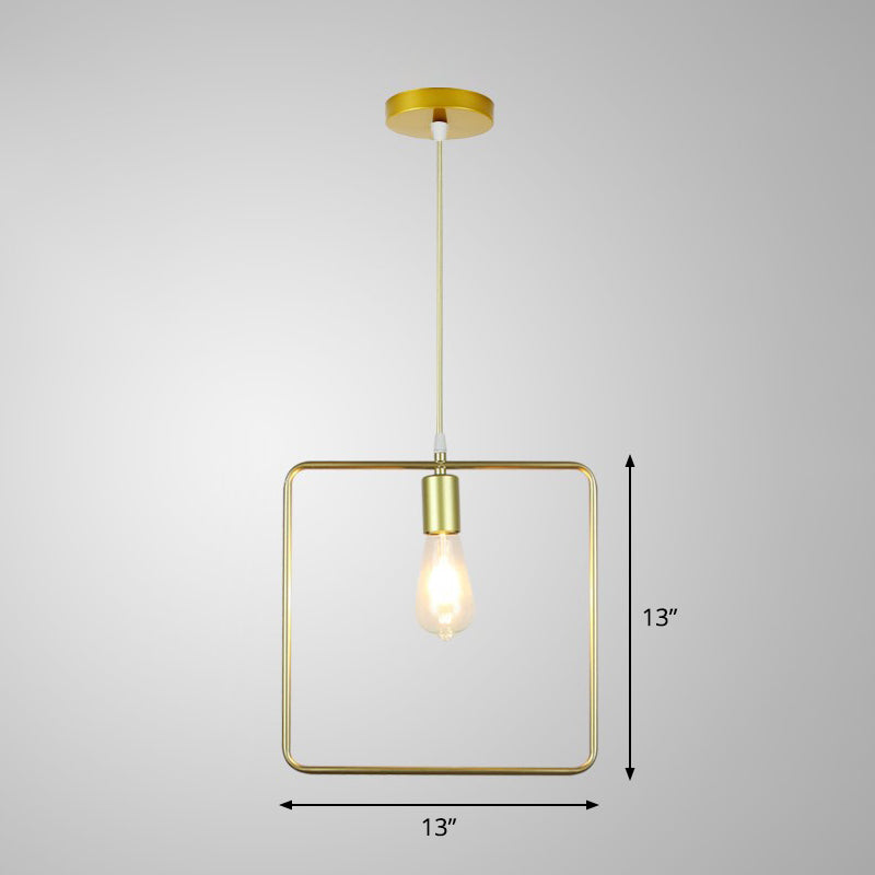 Nordic Metal Pendant Ceiling Light - Gold Cage Frame Design With 1 Bulb Ideal For Dining Room