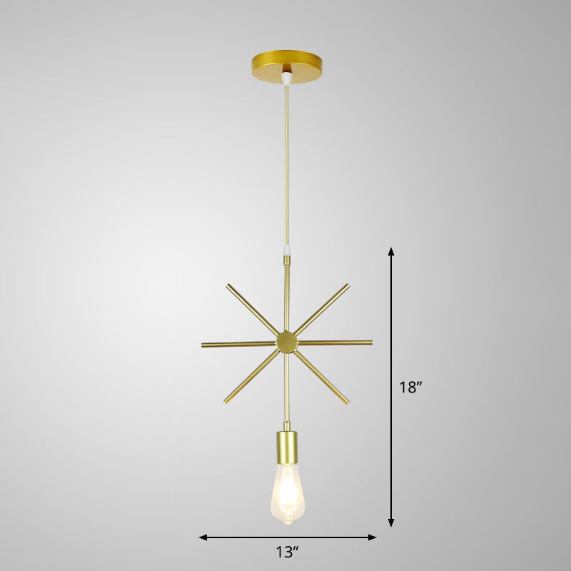 Nordic Metal Pendant Ceiling Light - Gold Cage Frame Design With 1 Bulb Ideal For Dining Room