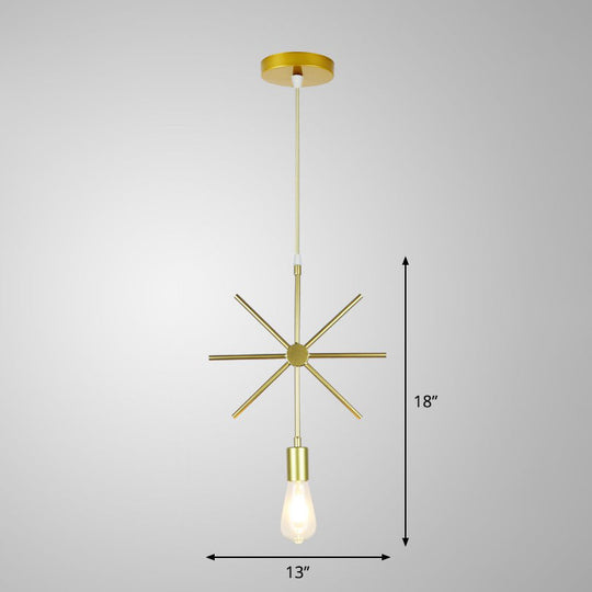 Nordic Metal Pendant Ceiling Light - Gold Cage Frame Design With 1 Bulb Ideal For Dining Room