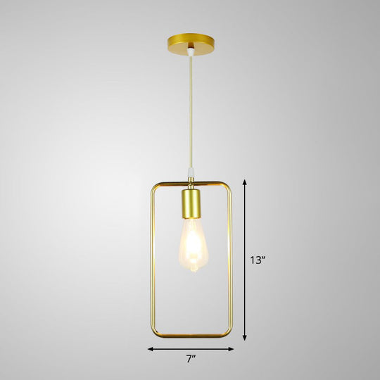 Nordic Metal Pendant Ceiling Light - Gold Cage Frame Design With 1 Bulb Ideal For Dining Room