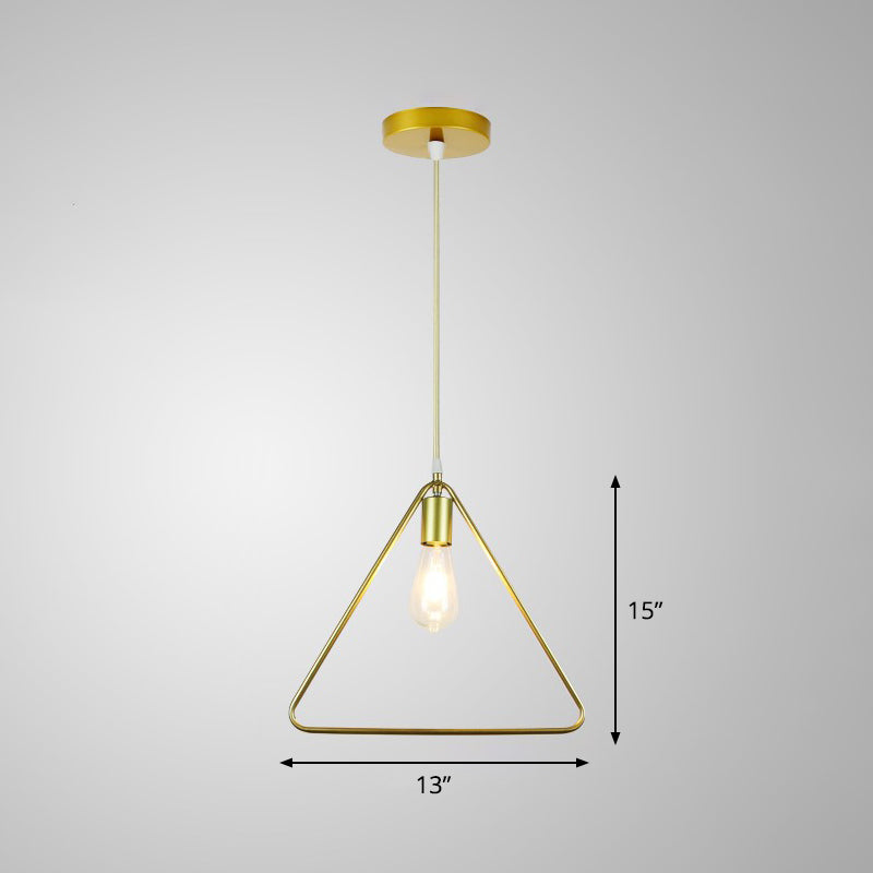 Nordic Metal Pendant Ceiling Light - Gold Cage Frame Design With 1 Bulb Ideal For Dining Room