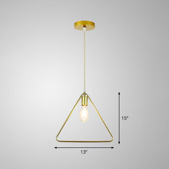 Nordic Metal Pendant Ceiling Light - Gold Cage Frame Design With 1 Bulb Ideal For Dining Room