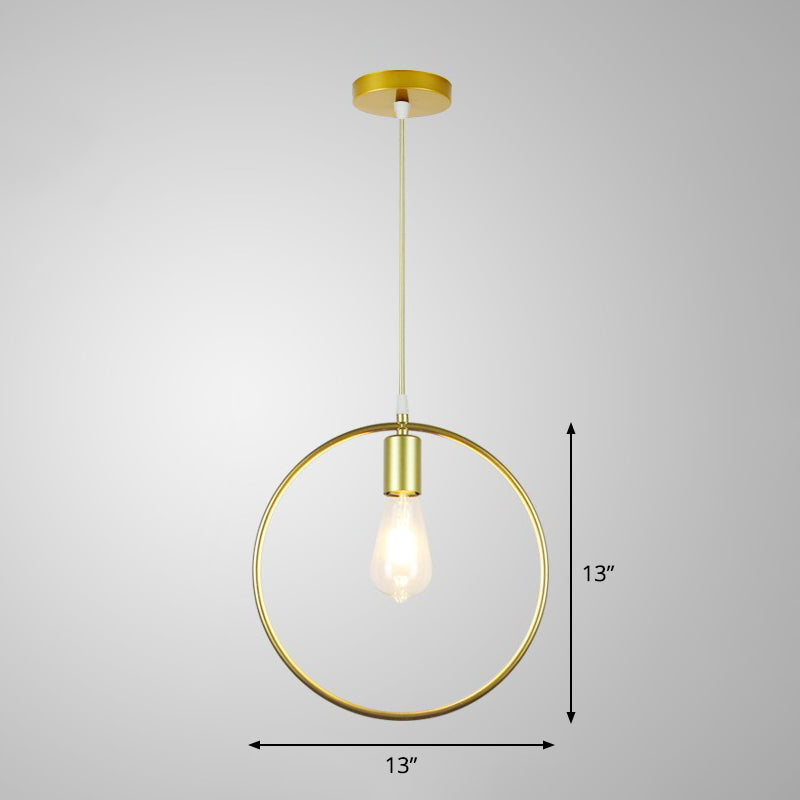 Nordic Metal Pendant Ceiling Light - Gold Cage Frame Design With 1 Bulb Ideal For Dining Room