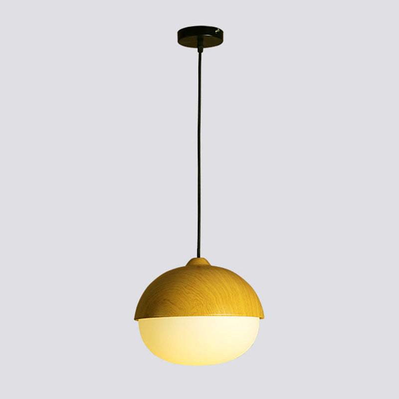 Cinzia - Beige Beige Nut Pendant Light Simple Style 1 Head Wooden Ceiling Hang Lamp for Restaurant