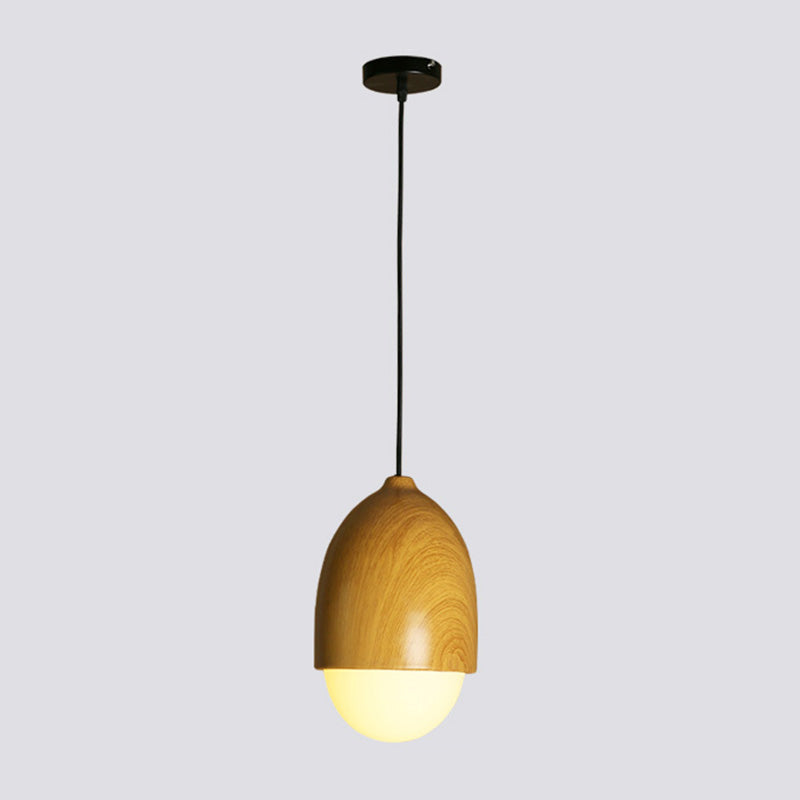 Cinzia - Beige Beige Nut Pendant Light Simple Style 1 Head Wooden Ceiling Hang Lamp for Restaurant