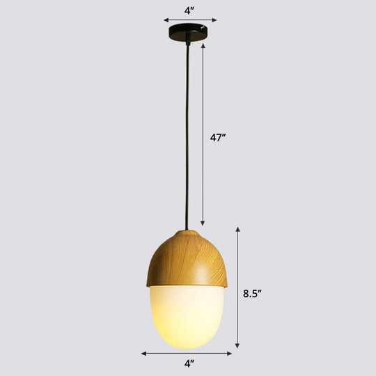 Cinzia - Beige Beige Nut Pendant Light Simple Style 1 Head Wooden Ceiling Hang Lamp for Restaurant