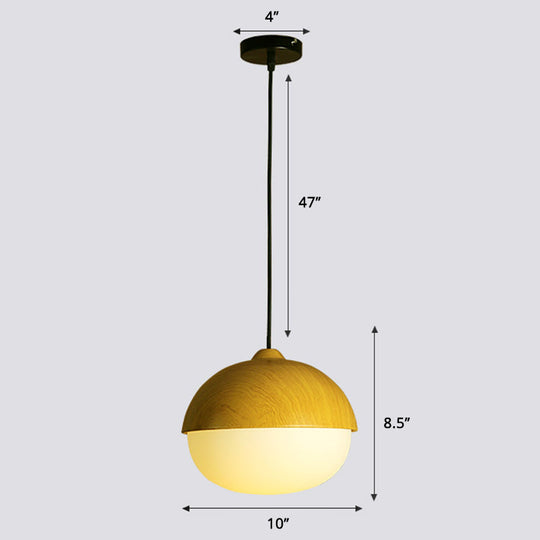 Cinzia - Beige Beige Nut Pendant Light Simple Style 1 Head Wooden Ceiling Hang Lamp for Restaurant