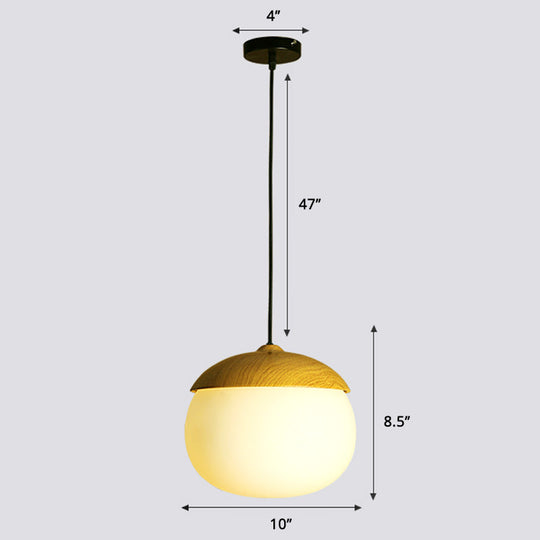 Cinzia - Beige Beige Nut Pendant Light Simple Style 1 Head Wooden Ceiling Hang Lamp for Restaurant