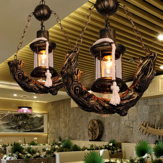 Nautical Metal Sailboat Suspension Lamp - Overhead Bronze Pendant With 1 Light