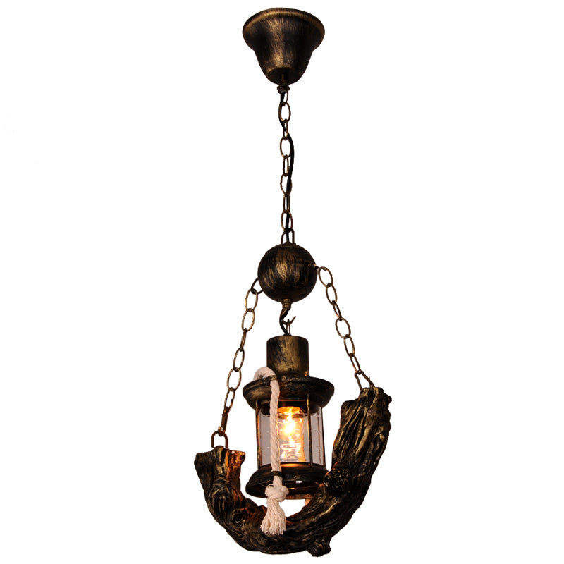 Nautical Metal Sailboat Suspension Lamp - Overhead Bronze Pendant With 1 Light