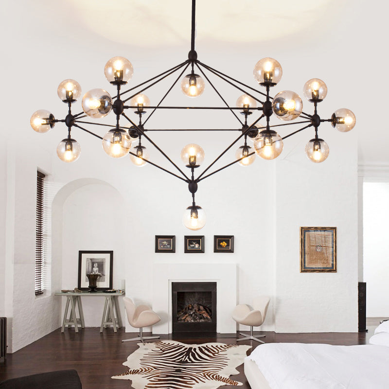 Alamak - Industrial Tan Glass Black Diamond Lattice Chandelier - Stylish Living