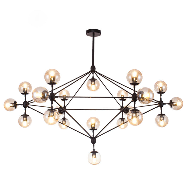 Alamak - Industrial Tan Glass Black Diamond Lattice Chandelier - Stylish Living