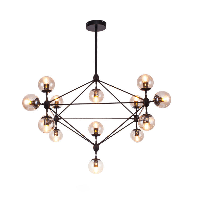 Alamak - Industrial Tan Glass Black Diamond Lattice Chandelier - Stylish Living