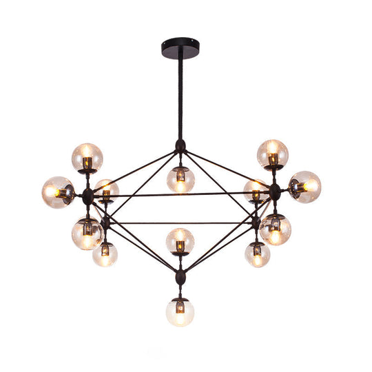 Alamak - Industrial Tan Glass Black Diamond Lattice Chandelier - Stylish Living