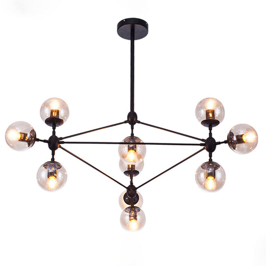 Alamak - Industrial Tan Glass Black Diamond Lattice Chandelier - Stylish Living