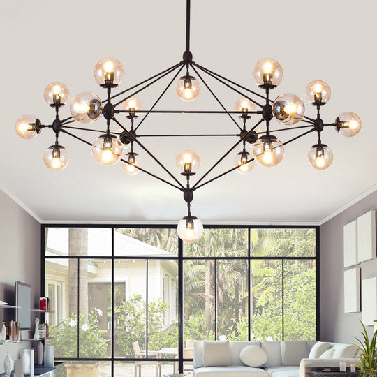 Alamak - Industrial Tan Glass Black Diamond Lattice Chandelier - Stylish Living