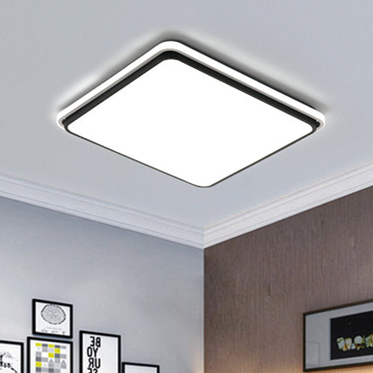 Modern Led Acrylic Flush Mount Ceiling Light - 16/19.5/35.5 Wide Black & White Square/Rectangle