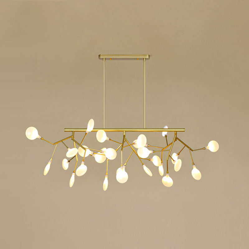 Minimalist Firefly Island Glass Lamp - 27-Bulb Suspended Lighting For Dining Room Gold / White